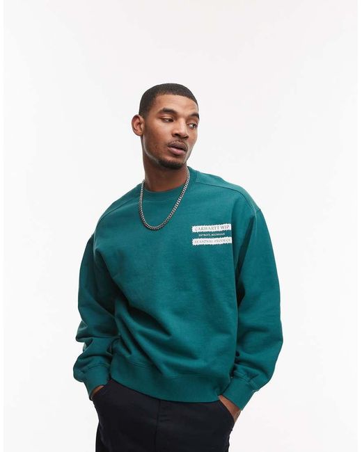 Sudadera Con Estampado Gráfico De Catálogo De Carhartt de hombre de color Blue