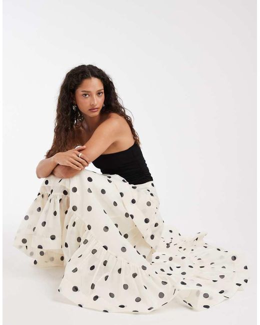 Vero Moda Natural exaggerated Ruffle Detail Maxi Skirt