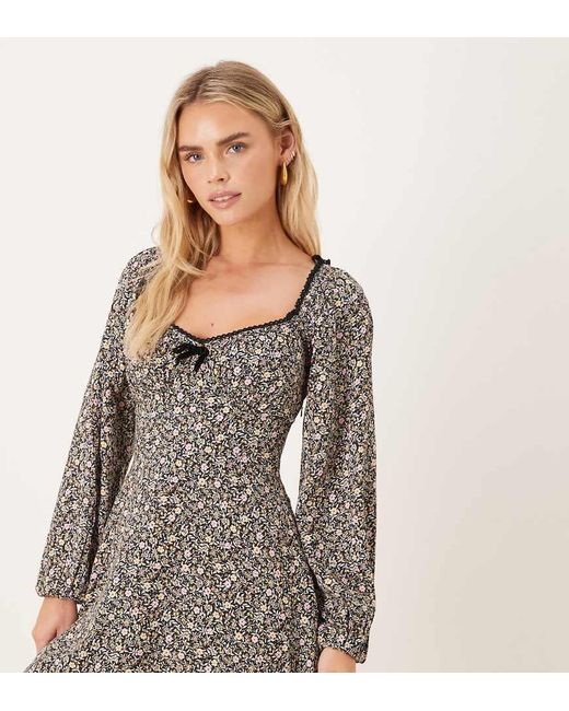 Nobody's Child Petite Gray Lillie Gathered Bust Mini Dress
