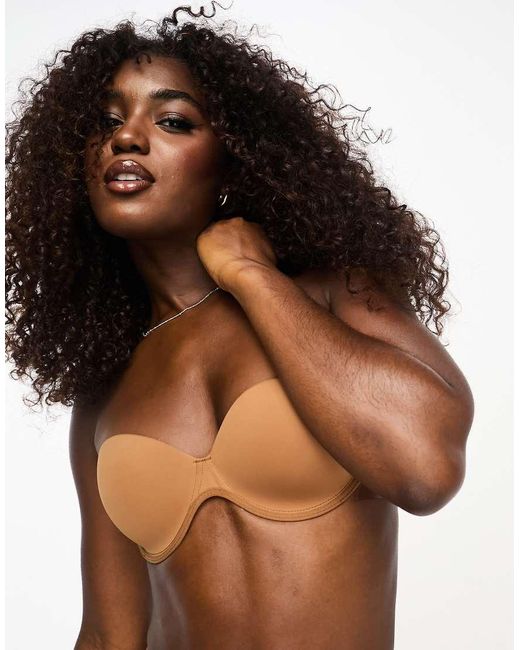 ASOS Brown Moulded Strapless Backless Bra With Stick On Wing