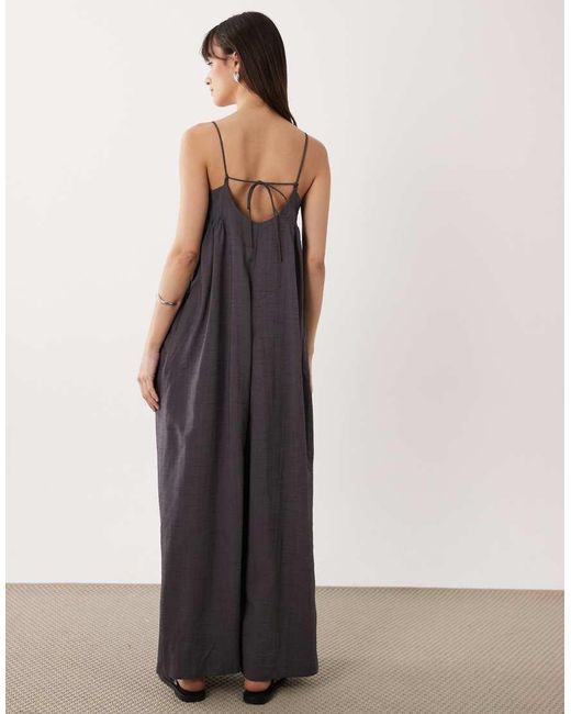 ASOS Gray Wide Leg Jumpsuit With Pintuck Detail