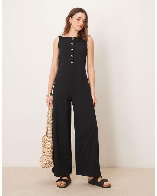ASOS Black Button Through Jumpsuit