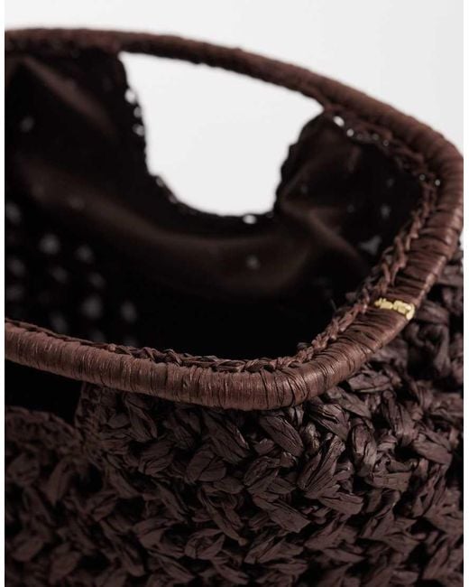 ASOS Black Crochet Straw Frame Clutch Bag