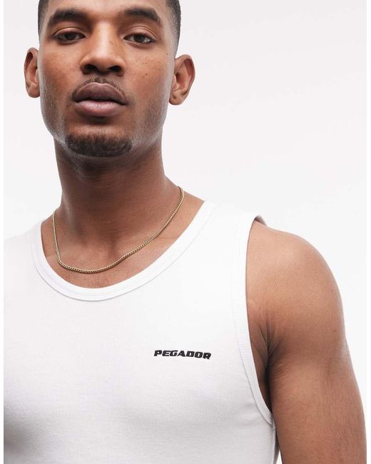 PEGADOR White Ribbed Logo Vest for men