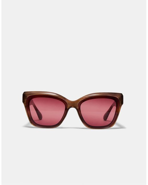 Stradivarius Pink Coloured-lens Square Resin And Crystal Sunglasses