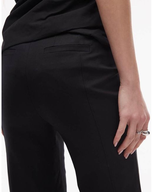 & Other Stories Stretchbroek Met Hoge Taille, Uitlopende Pijpen En Naad Aan De Voorkant in het Black