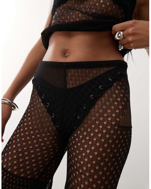 Collusion Black Patch Work Mesh Trouser