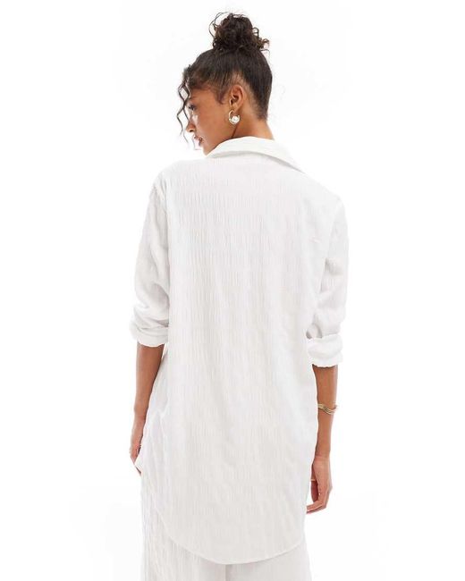 esmé studios White Esmee Exclusive Textured Oversized Beach Shirt Co-Ord