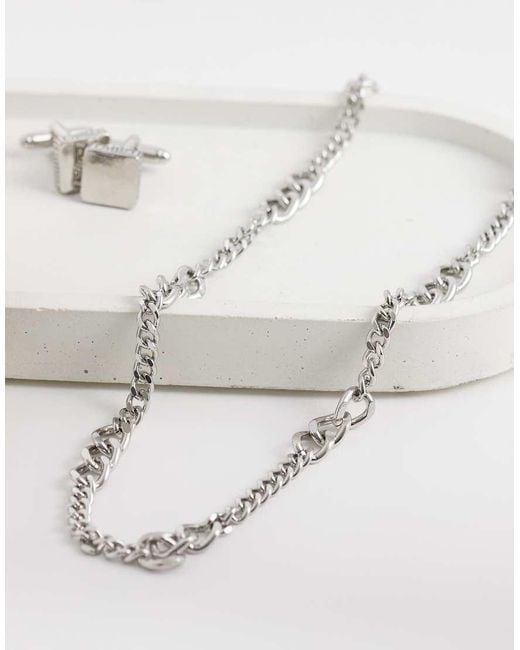 ASOS Metallic Graduated Curb Chain Necklace for men
