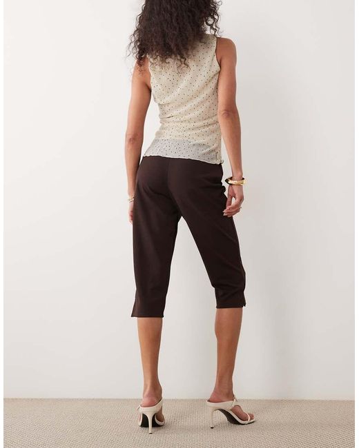 ASOS Brown Capri Pants With Side Split
