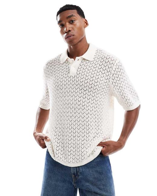 Jack & Jones Polo Van Dik Haakwerk in het White voor heren