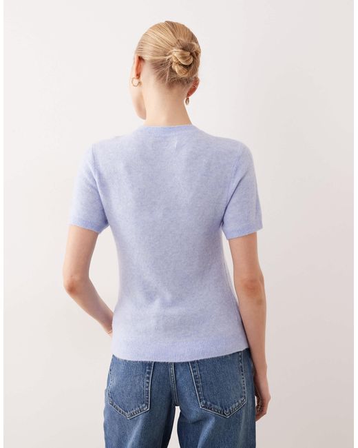 Abercrombie & Fitch Purple – figurbetontes t-shirt aus strick