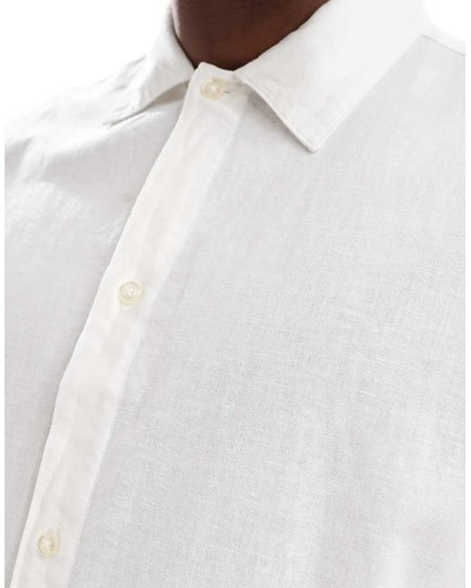 Jack & Jones Oversized Overhemd Van Linnenmix in het White voor heren