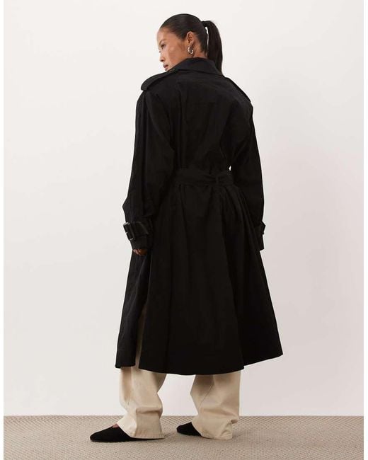 ASOS Black Asos Design Petite Longline Oversized Trench Coat