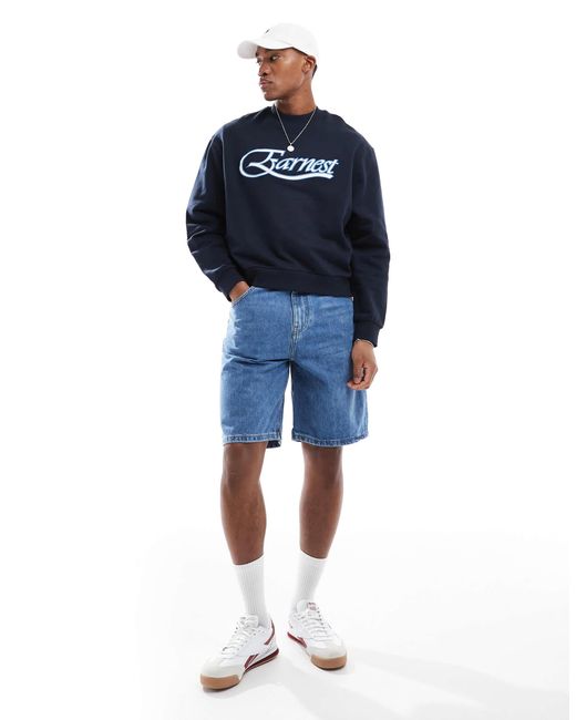 Pull&Bear Blue baggy Fit Denim Short for men