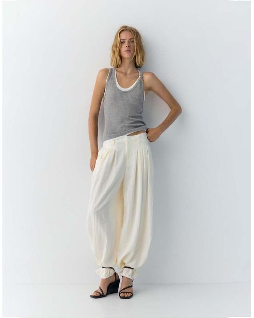 Pull&Bear Gray Double-Layer Tank Top