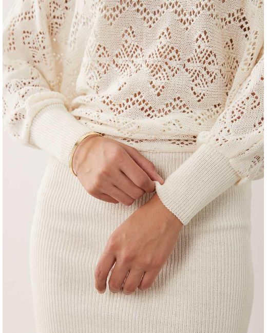 Miss Selfridge Natural Off Shoulder Crochet Mix Dress