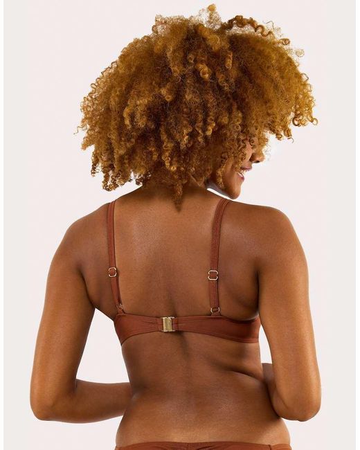 Wolf & Whistle Brown Morgan Glitter Mix & Match Fuller Bust Plunge Bikini Top