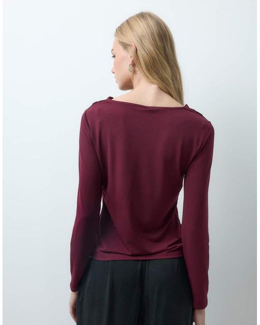 Vero Moda Red Long Sleeve Waterfall Top