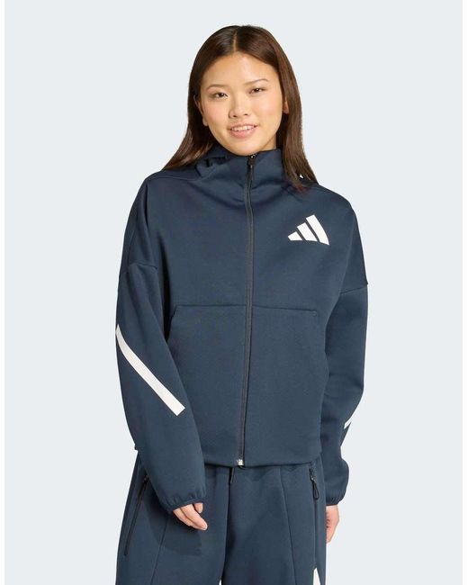 Adidas Originals Blue Adidas Z.N.E. Full-Zip Hoodie