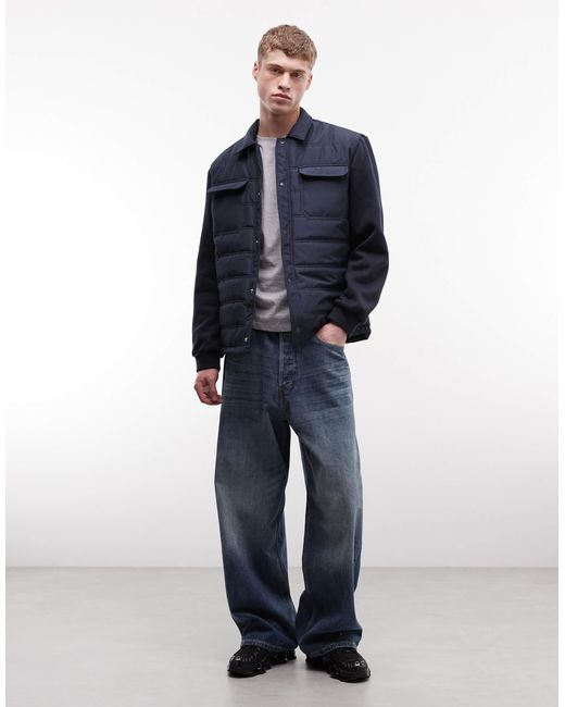 ASOS Blue Regular Quilted Liner Jacket for men