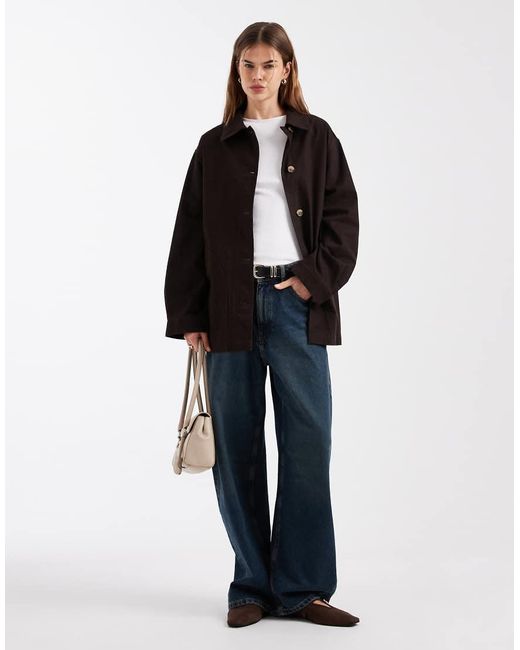 ASOS Black Oversized Cotton Harrington Jacket