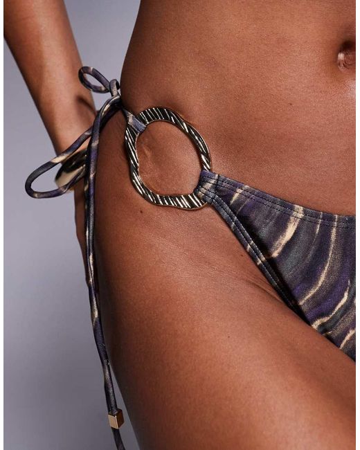 South Beach Brown Abstract Print Ring Bikini Bottom