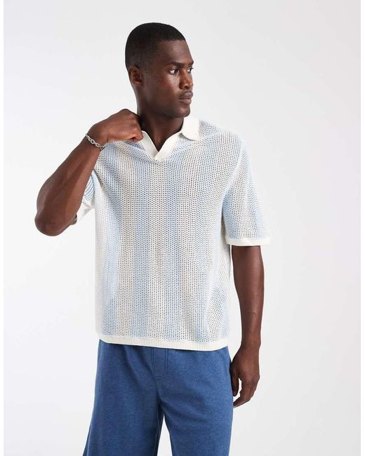 Hollister White Knitted Short Sleeve Rugby Polo for men