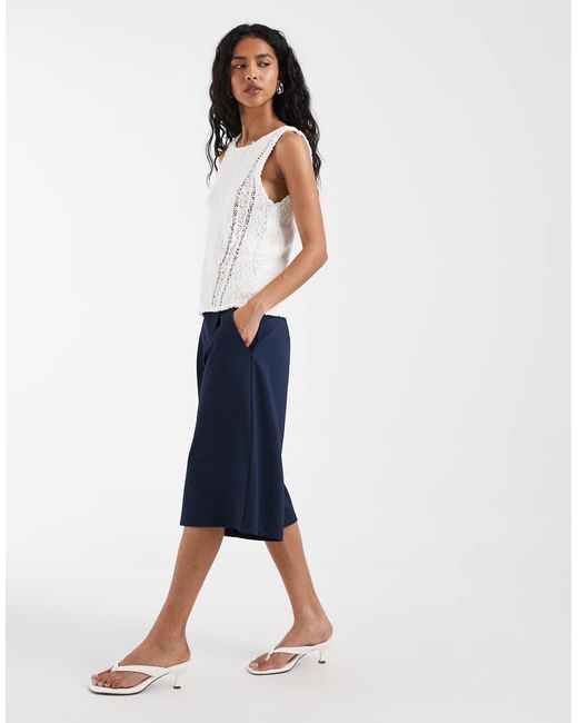 ASOS Blue Slinky Twill Tailored Bermuda Shorts