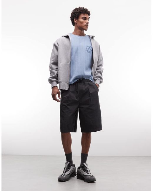 ASOS Blue Heavyweight Boxy Oversized T-shirt With Chest Embroidery for men
