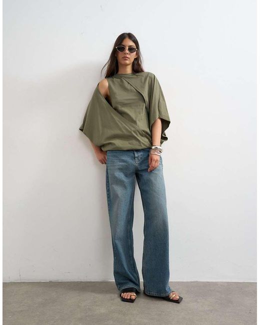 TOPSHOP Green Cape Draped Tee