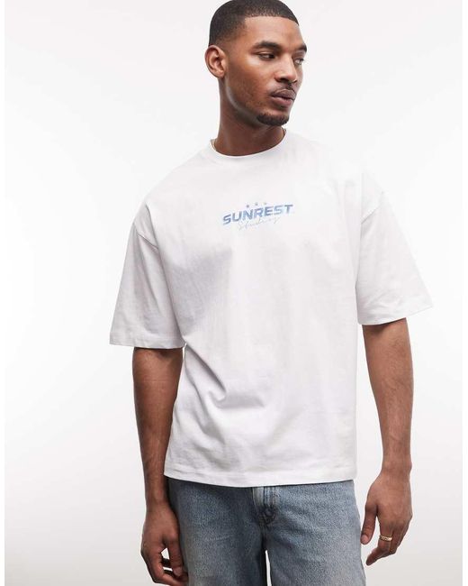 ASOS White Oversized T-Shirt With Car Graphic for men