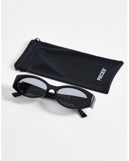 Pieces Metallic Oval Sunglasses
