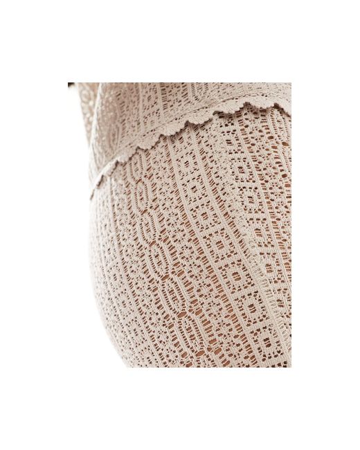Object Natural Crochet Lace Tie Waist Beach Trouser Co-ord
