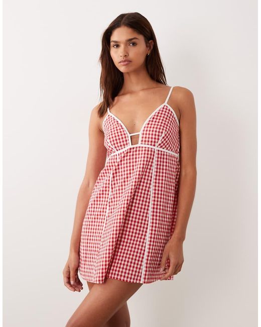 esmé studios Pink Beach Mini Dress With Contrast Piping Details