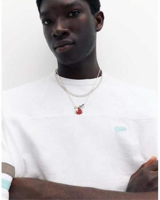 Pull&Bear Metallic Double Stwd Necklace for men