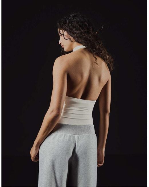 Bershka Black Ruched Halter Bodysuit