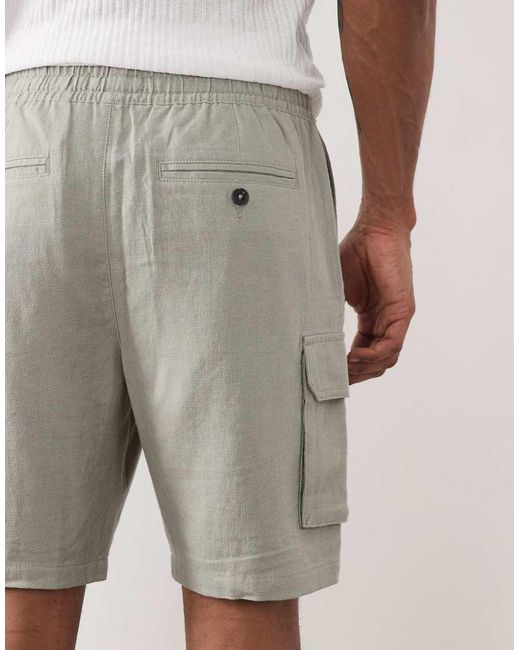 Threadbare Gray Pull On Shorts With Cargo Pockets for men