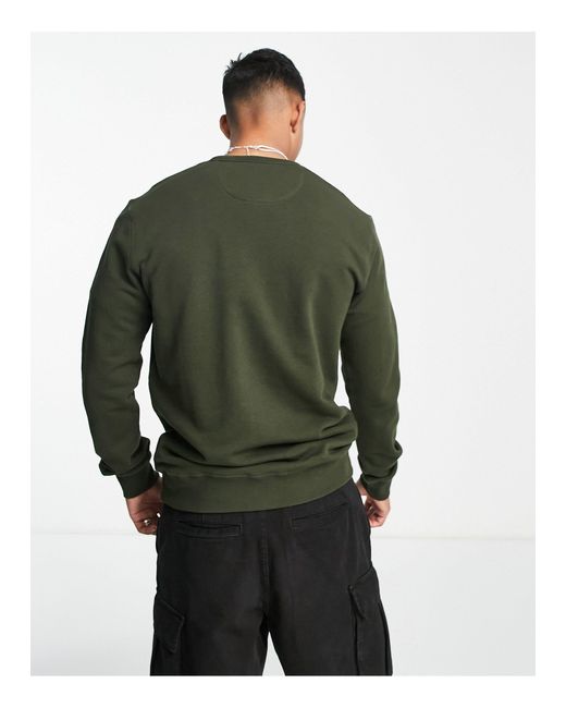 Farah Green Tim Crew Neck Cotton Sweatshirt for men