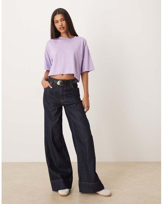 JJXX Purple Oversized Crop Tee