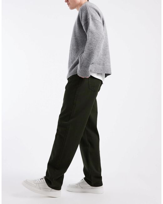 Pantalon baggy avec plis - kaki ASOS pour homme en coloris Black