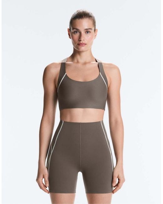 Oysho Gray Perfect-Adapt Reflective Medium-Support Sports Bra