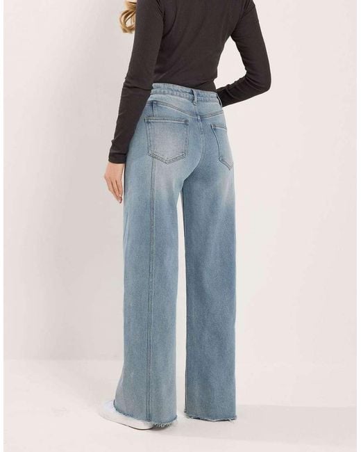 Long Tall Sally Blue Twist Seam Wide Leg Jeans