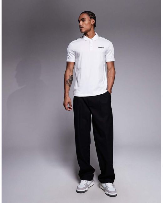 EA7 White Armani Polo Shirt With Contrast Logo Taping for men