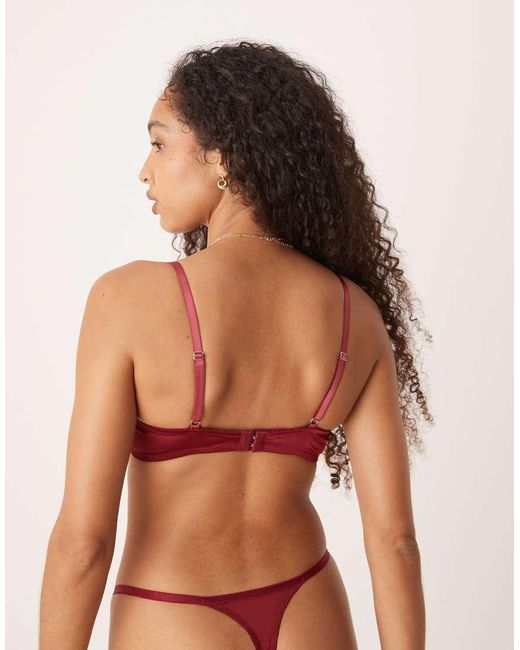 KAT THE LABEL Red Dylan Satin Lace Underwire Bra