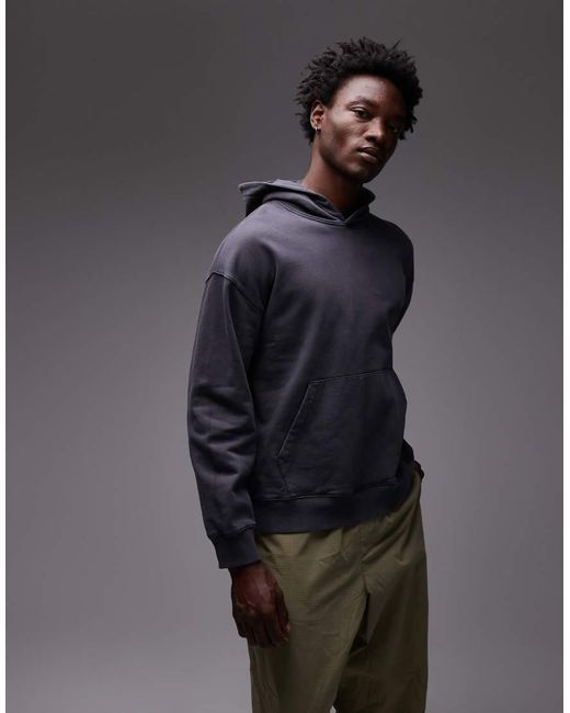 Topman Black Oversized Fit Hoodie for men