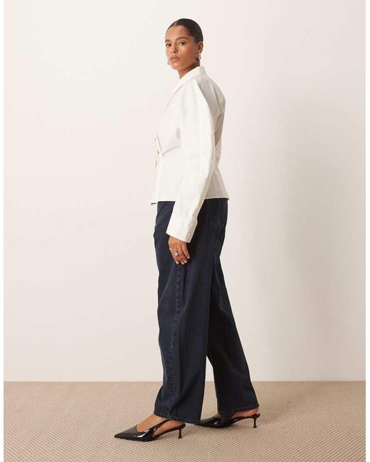 ARRANGE White Curve Tova Tapered Curved Leg Jeans With Roll Hem