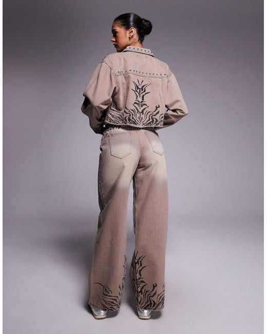 Liquor N Poker Purple Baggy Fit Rip Repair Jeans Co-Ord