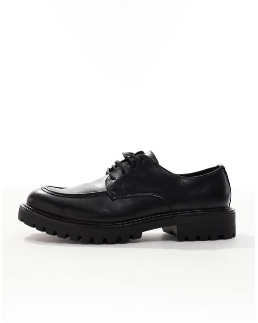 Truffle Collection Black Chunky Apron Toe Lace Up Shoes for men