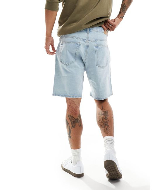 Weekday Blue Space Relaxed Fit Denim Shorts for men